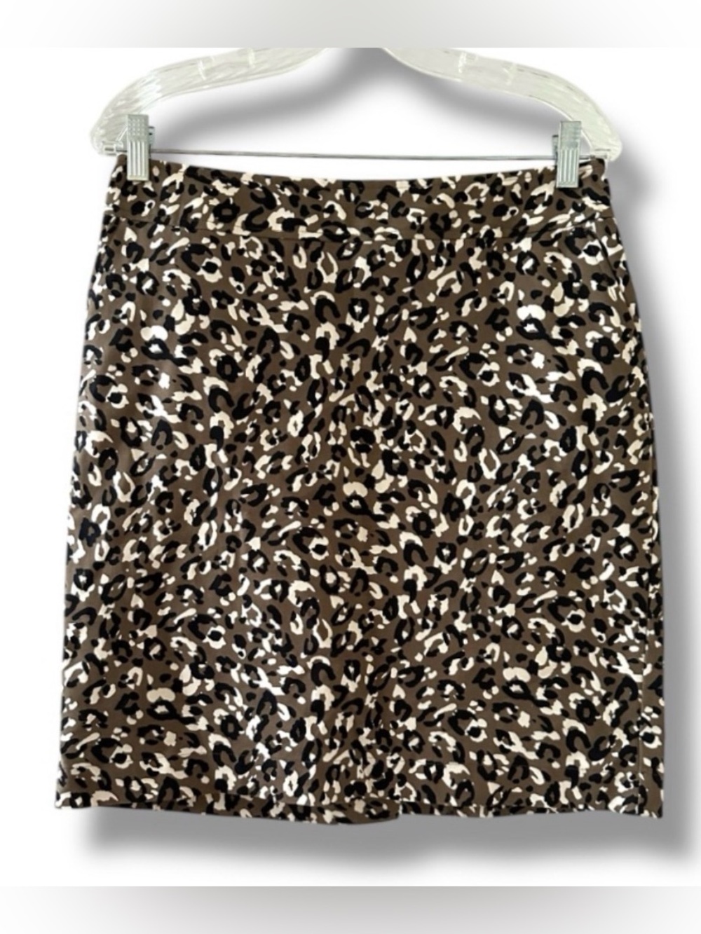 Merona Leopard Animal Print Pencil Skirt Taupe Black Women’s Size 8 Office Y2K